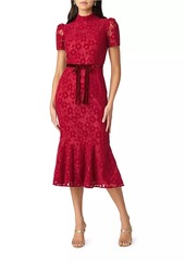 Shoshanna Pierre Lace Fit-And-Flare Midi-Dress