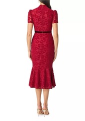 Shoshanna Pierre Lace Fit-And-Flare Midi-Dress