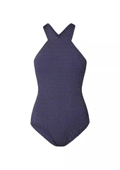 Shoshanna Polka Dot Crossover-Strap One-Piece Swimsuit