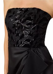 Shoshanna Portia Sequin-Embellished Asymmetric Strapless Gown