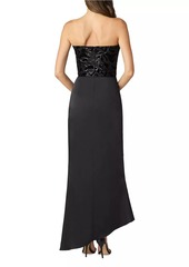 Shoshanna Portia Sequin-Embellished Asymmetric Strapless Gown