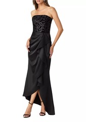 Shoshanna Portia Sequin-Embellished Asymmetric Strapless Gown