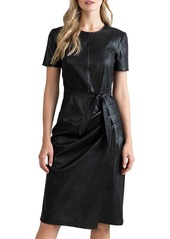 Shoshanna Pratt Faux Leather Short-Sleeve Dress