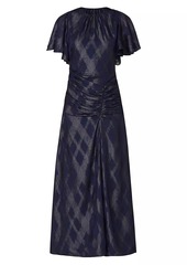 Shoshanna Prisma Ruched Plaid Maxi Dress