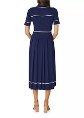 Shoshanna Riley Knit Short-Sleeve Midi-Dress