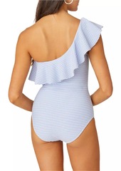 Shoshanna Ruffle One-Shoulder One-Piece Swimsuit