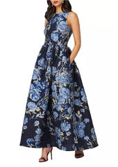 Shoshanna Serra Floral Jacquard Gown