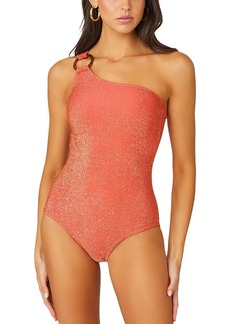 Shoshanna Ring Detail One Shoulder One Piece Swimsuit