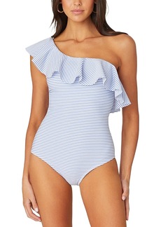 Shoshanna Striped One Shoulder One Piece Swimsuit