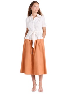 Shoshanna Women's Amelie Color Block Cotton Midi Shirtdress