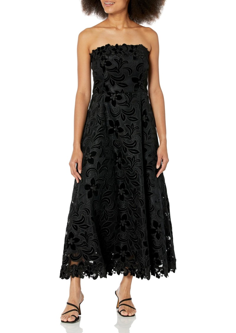 Shoshanna Women's Anessa Velvet Floral lace Strapless Dress