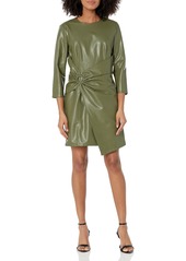 Shoshanna Women's Gilda  Faux Leather Three Quarter Sleeve Mini Dress