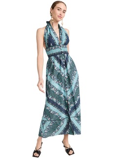 Shoshanna Women's Smocked Halter Midi Dress  Extra Small
