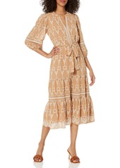 Shoshanna Women's Sunsent V-Neck Puff Sleeve Midi Dress