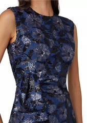 Shoshanna Silvia Floral Sequin Draped Sheath Dress