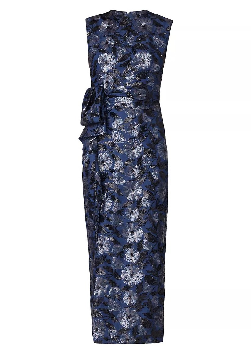 Shoshanna Silvia Floral Sequin Draped Sheath Dress