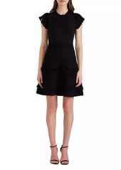 Shoshanna Sofie Frill-Trimmed Knit Minidress