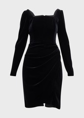 Shoshanna Soho Draped Square-Neck Velvet Mini Dress