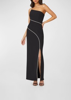 Shoshanna Strapless Crystal Crepe Column Gown