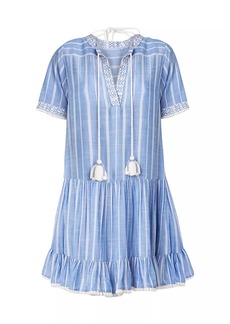 Shoshanna Striped Chambray Short-Sleeve Minidress