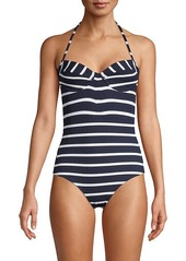 Shoshanna Striped Halter One-Piece Swimsuit