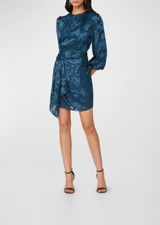 Shoshanna Sunday Blouson-Sleeve Jacquard Mini Dress