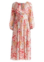Shoshanna Taura Blouson-Sleeve Silk-Blend Dress