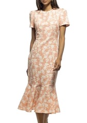Shoshanna Thompson Floral Linen Blend Midi Dress