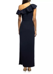 Shoshanna Virgina Crepe One-Shoulder Gown