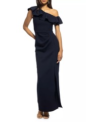 Shoshanna Virgina Crepe One-Shoulder Gown