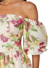 Shoshanna Zarah Floral Off-the-Shoulder Midi-Dress