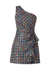 Shoshanna Zoie Beaded Tweed One-Shoulder Minidress