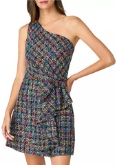 Shoshanna Zoie Beaded Tweed One-Shoulder Minidress