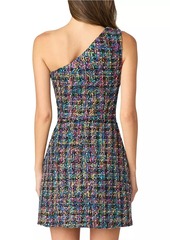 Shoshanna Zoie Beaded Tweed One-Shoulder Minidress