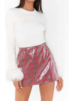 Show Me Your Mumu All Night Skort In Red Plaid Sequins