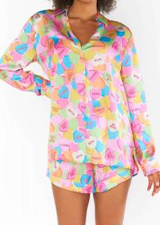 Show Me Your Mumu Early Rise Pj Set In Candy Crush Silky