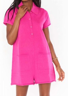 Show Me Your Mumu Gio Sweater Romper In Hot Pink Knit
