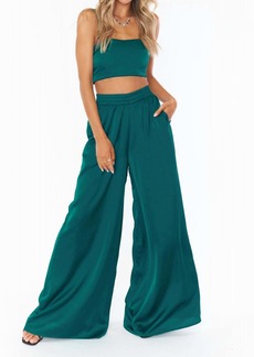 Show Me Your Mumu Irwin Pants In Emerald Luxe Satin