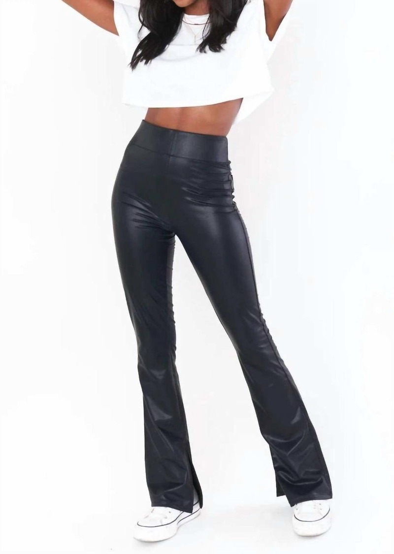 Show Me Your Mumu Nashville Pull Up Flares Pants In Black Faux Leather