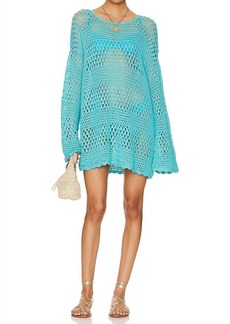Show Me Your Mumu Paula Pullover In Turquoise Crochet