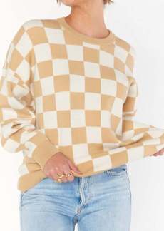 Show Me Your Mumu Scout Sweater In Tan Checker