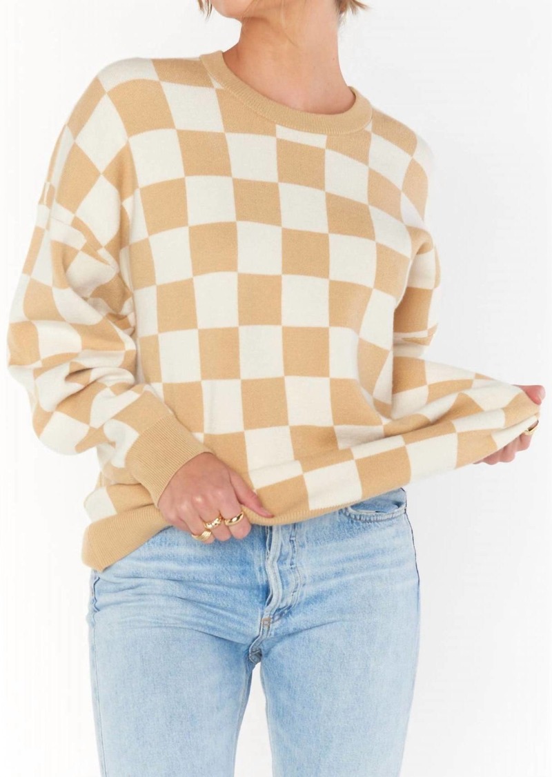 Show Me Your Mumu Scout Sweater In Tan Checker Knit