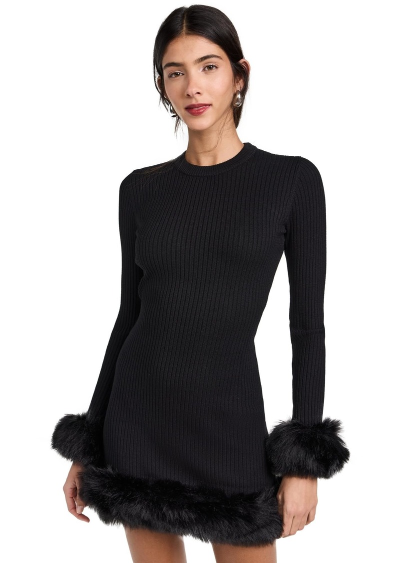 Show Me Your Mumu Women's Fran Mini Dress Black Knit w/Faux Fur