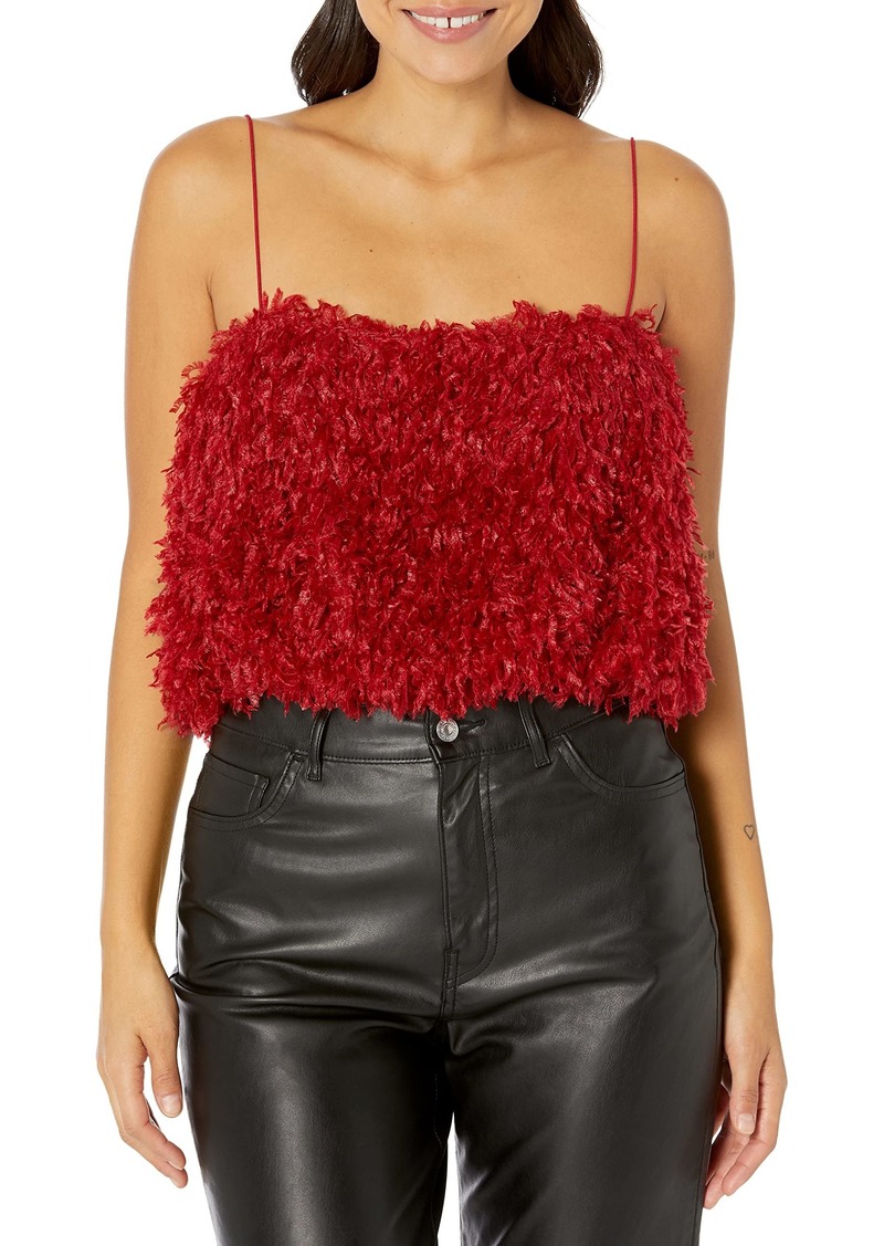 Show Me Your Mumu Women's she Cute top red Faux Feathers