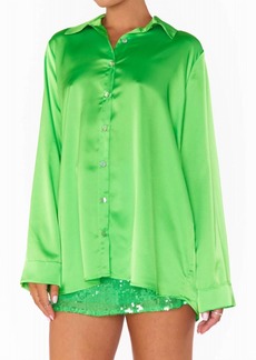 Show Me Your Mumu Smith Button Down Shirt In Bright Green Luxe
