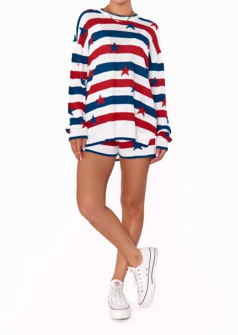 Show Me Your Mumu Star Spangled Sweater In Blue/red