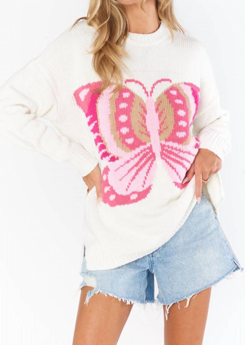 Show Me Your Mumu Stay Awhile Sweater In Pink Butterfly Knit