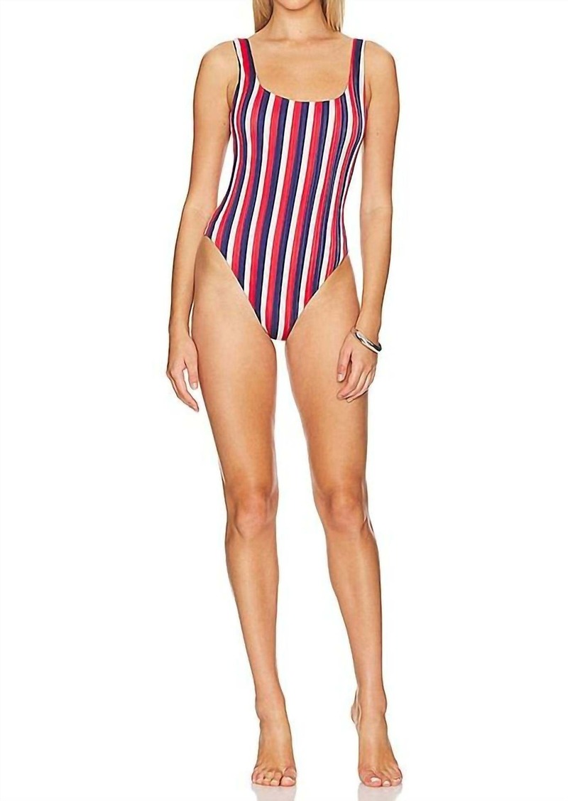 Show Me Your Mumu The Ribbed One Piece Swimsuit In Americana Stripe