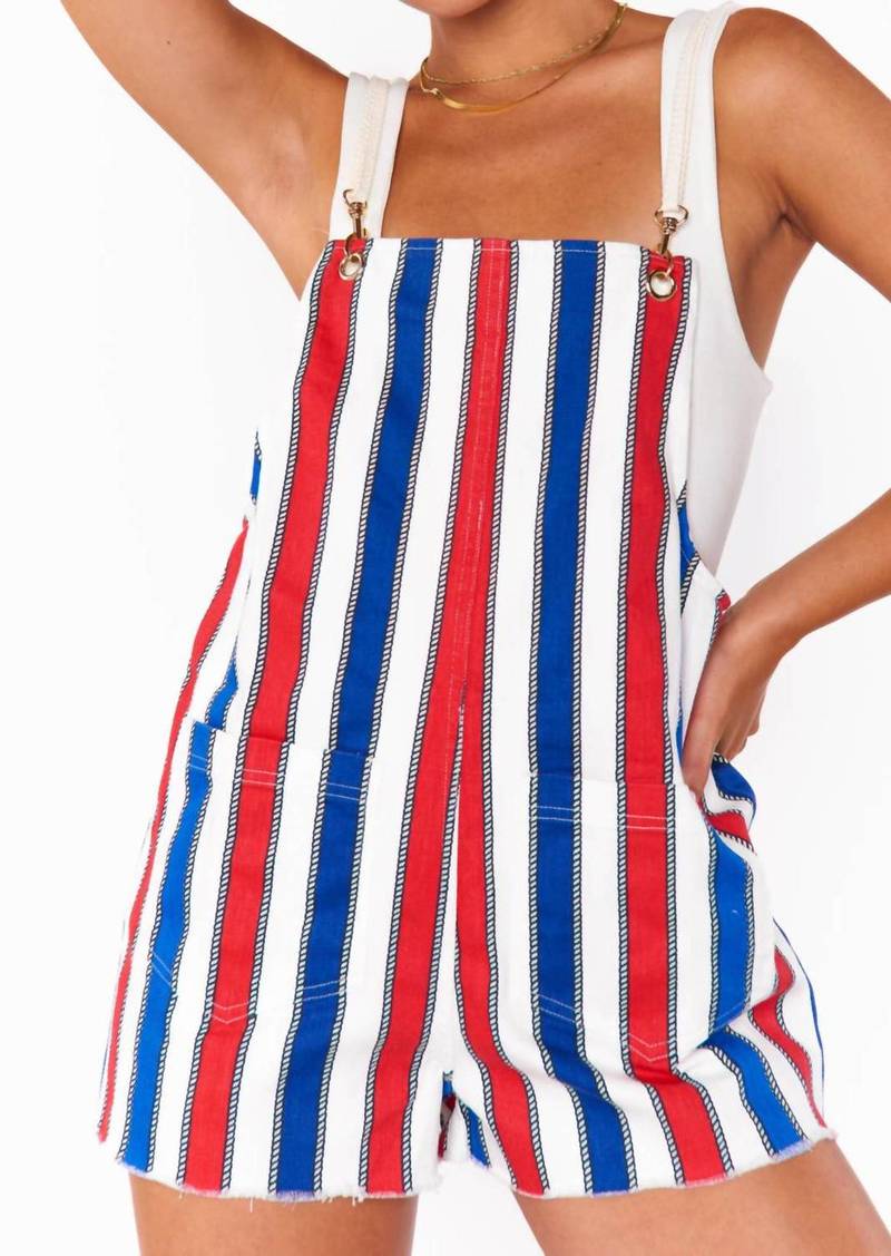 Show Me Your Mumu Trude Romper In Yacht Club Stripe Denim