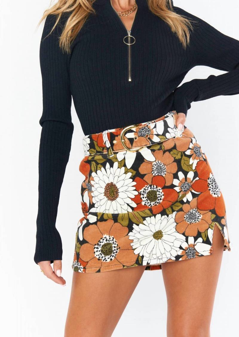 Show Me Your Mumu Tyra Belted Skirt In Hutton Floral Corduroy